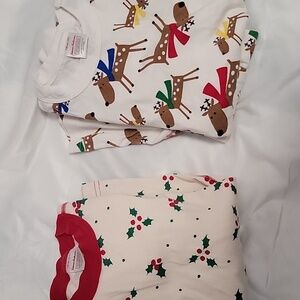 Hanna Andersson Red and Green Holiday Pajama Sets 2 Pairs , Size 6,7,8